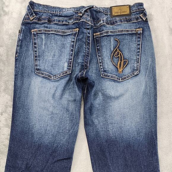 Vintage Y2K Baby Phat Jeans Womens 9 Juniors Blue Faded Low Rise Flare Stretch - Picture 7 of 16